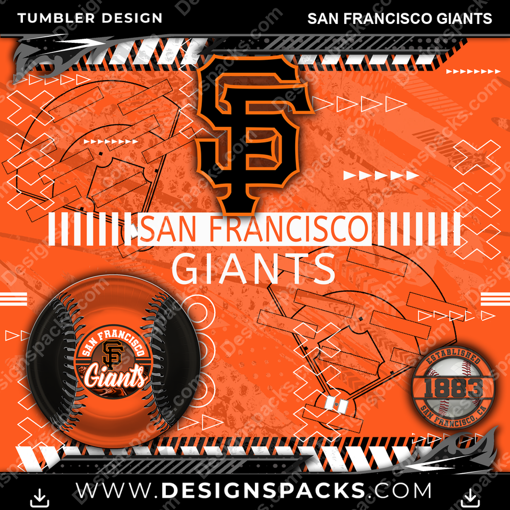 Baseball Xs & Os San Francisco Giants Tumbler Digital Wrap Design