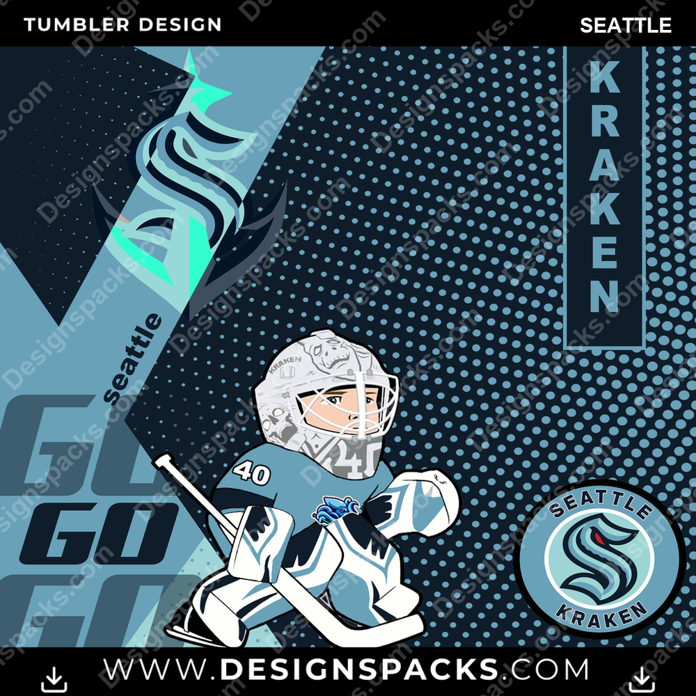 Ice Hockey GO Seattle Tumbler Digital Wrap Design