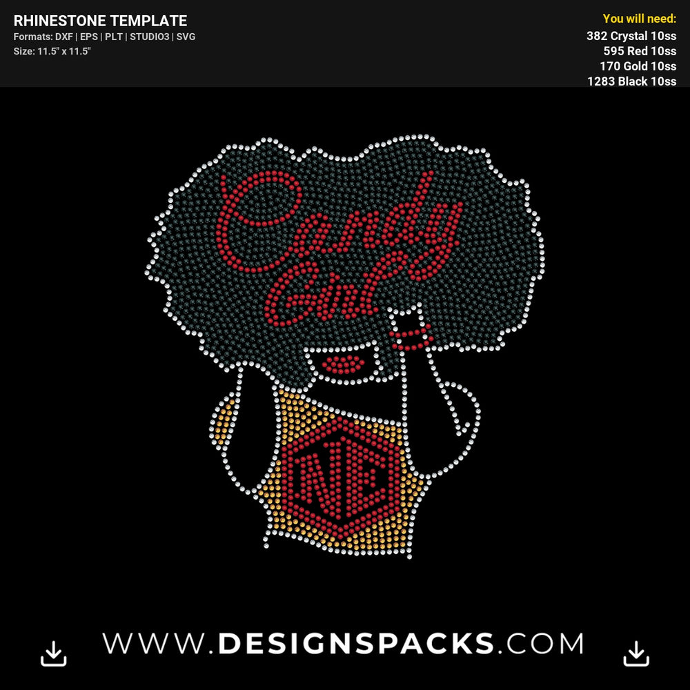 Candy Girl Woman Silhoutte Rhinestone Digital Template