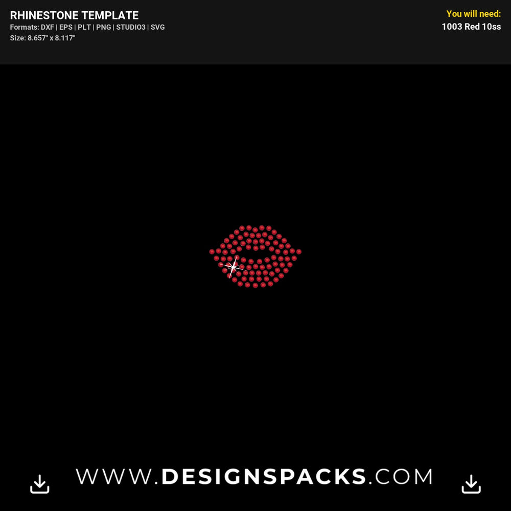 Sexy Lips Various Sizes Graphic Rhinestone Digital Template