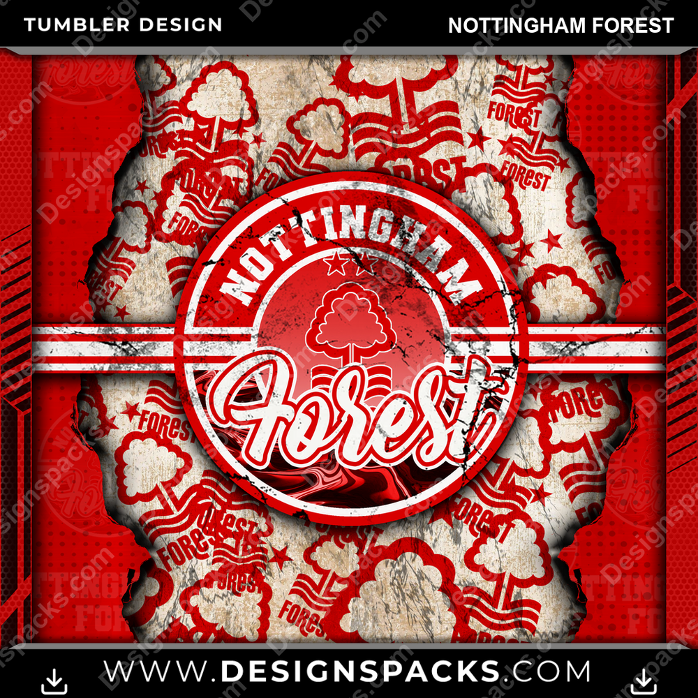 Soccer UK Ripped Nottingham Forest Tumbler Digital Wrap Design
