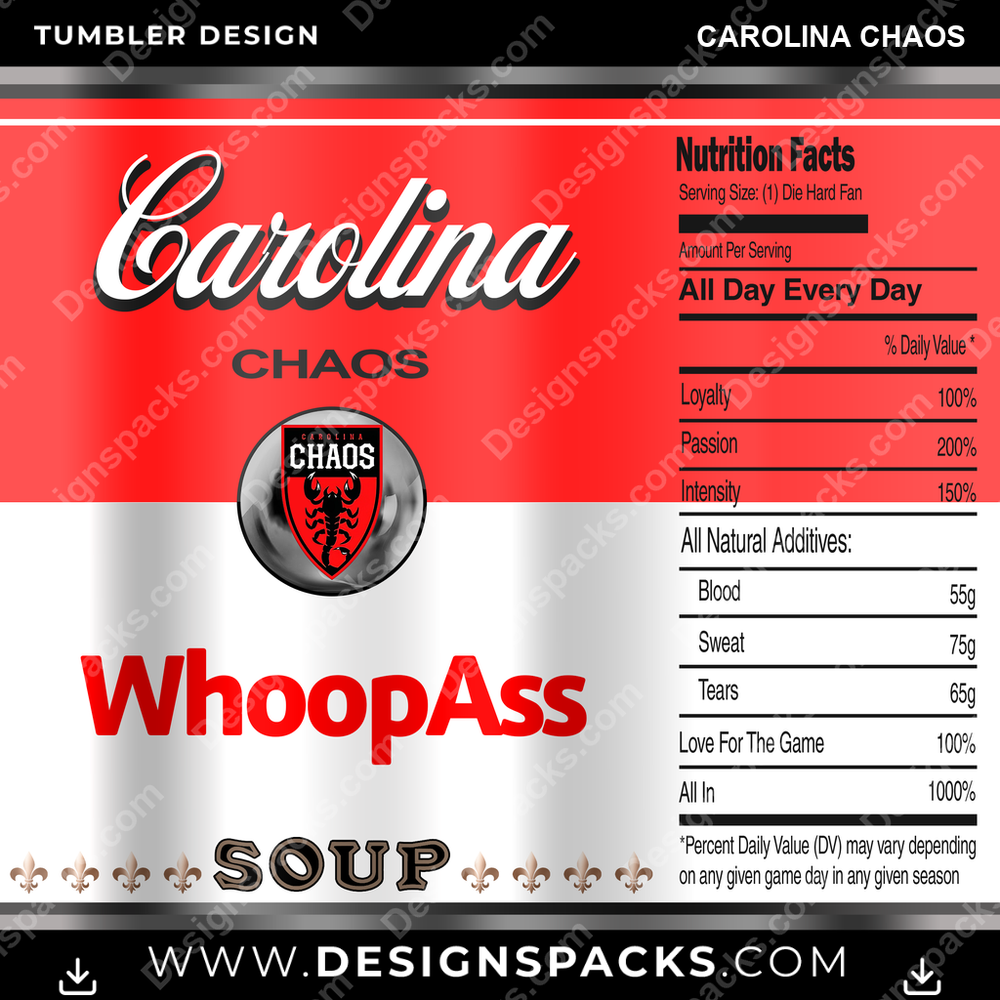 Lacrosse Soup Can Carolina Chaos Tumbler Digital Wrap Design