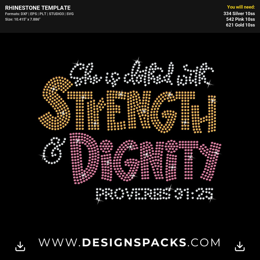 Strength Dignity Rhinestone Digital Template