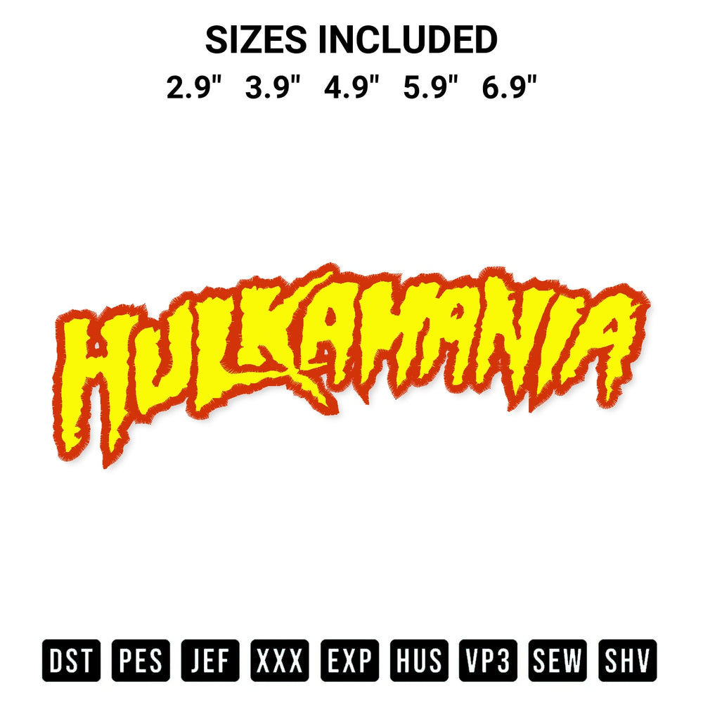 Elevate your next project with our Hulkamania Embroidery Design embroidery file. Shop high-quality digital patterns instantly at Designspacks.com. Available sizes: 2.9", 3.9", 4.9", 5.9", 6.9".
