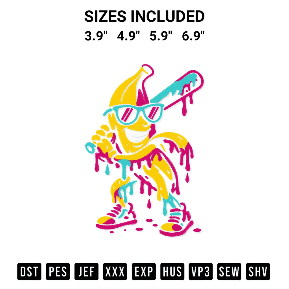Add a unique touch to your apparel with the Banana Baseball Drip Embroidery Design embroidery file. Premium instant download available now on Designspacks.com. Available sizes: 3.9", 4.9", 5.9", 6.9".