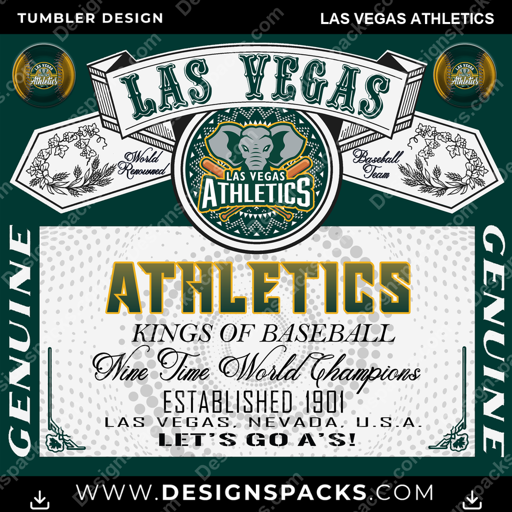Baseball Bud Las Vegas Athletics Tumbler Digital Wrap Design