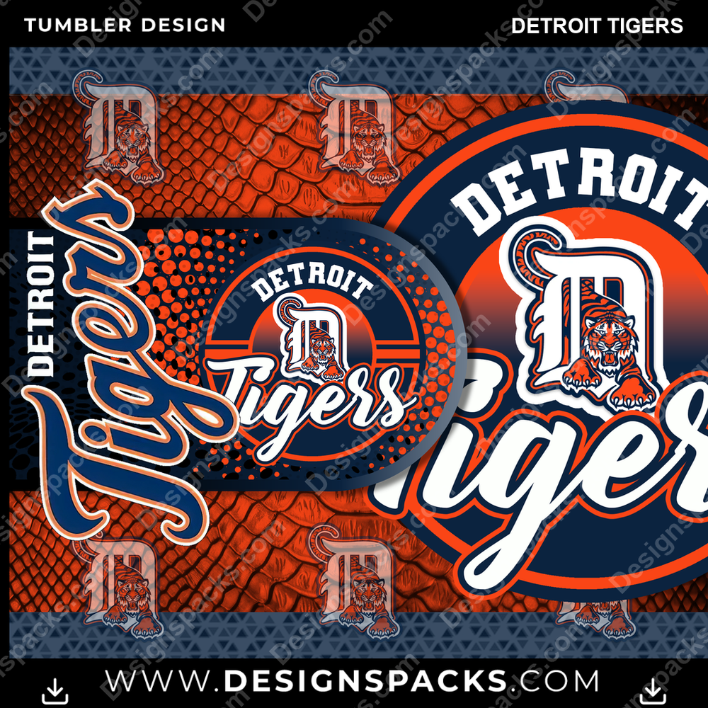 Baseball Hyper Detroit Tigers Tumbler Digital Wrap Design