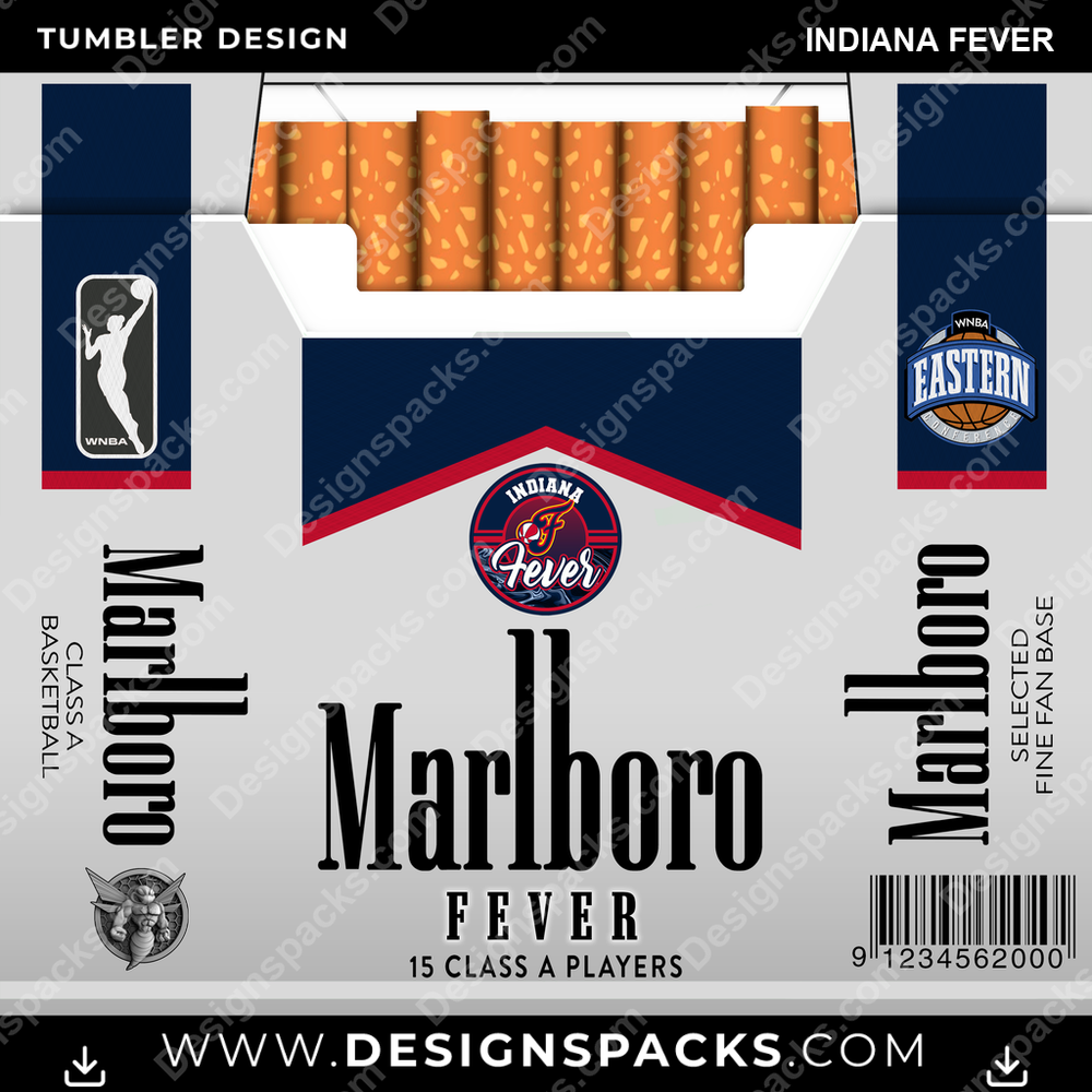 Basketball Marlboro Indiana Fever NBA Basketball Tumbler Digital Wrap Design Download