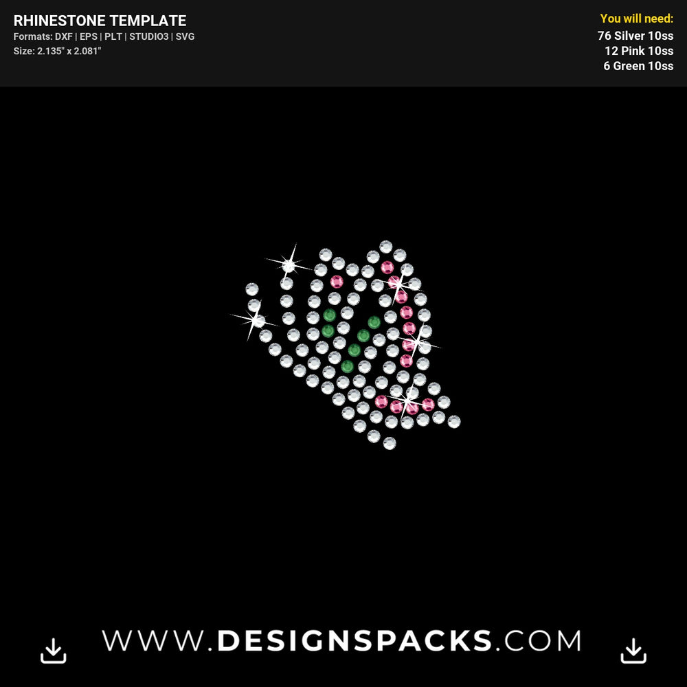 Small Side View Butterfly Rhinestone Digital Template