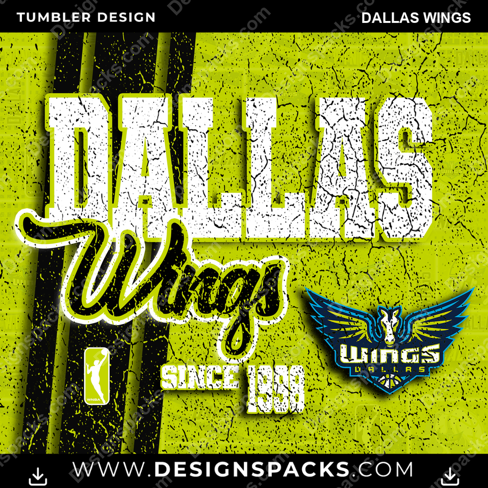 Basketball Grunge Dallas Wings Tumbler Digital Wrap Design