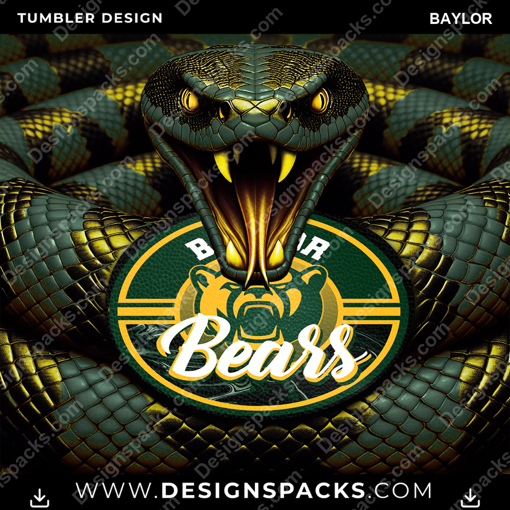 College Sport Rattle Snake Baylor Tumbler Digital Wrap Design