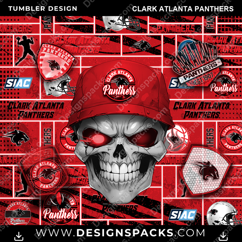 College Sport Skull Clark Atlanta Panthers NCAA College Sport Tumbler Digital Wrap Design Download