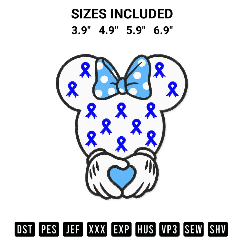 Get the Minnie Diabetes Awareness Embroidery Design embroidery design for your custom crafts! Premium digitized files available for instant download at Designspacks.com. Available sizes: 3.9", 4.9", 5.9", 6.9".