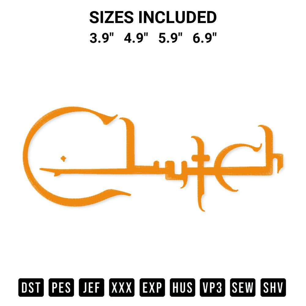 Add a unique touch to your apparel with the Clutch Band Logo Embroidery Design embroidery file. Premium instant download available now on Designspacks.com. Available sizes: 3.9", 4.9", 5.9", 6.9".