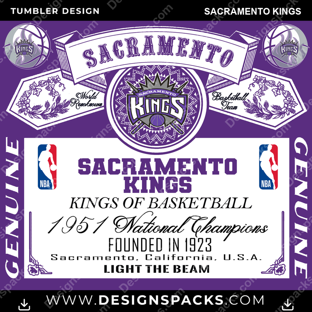 Basketball Budweiser Sacramento Kings NBA Basketball Tumbler Digital Wrap Design Download