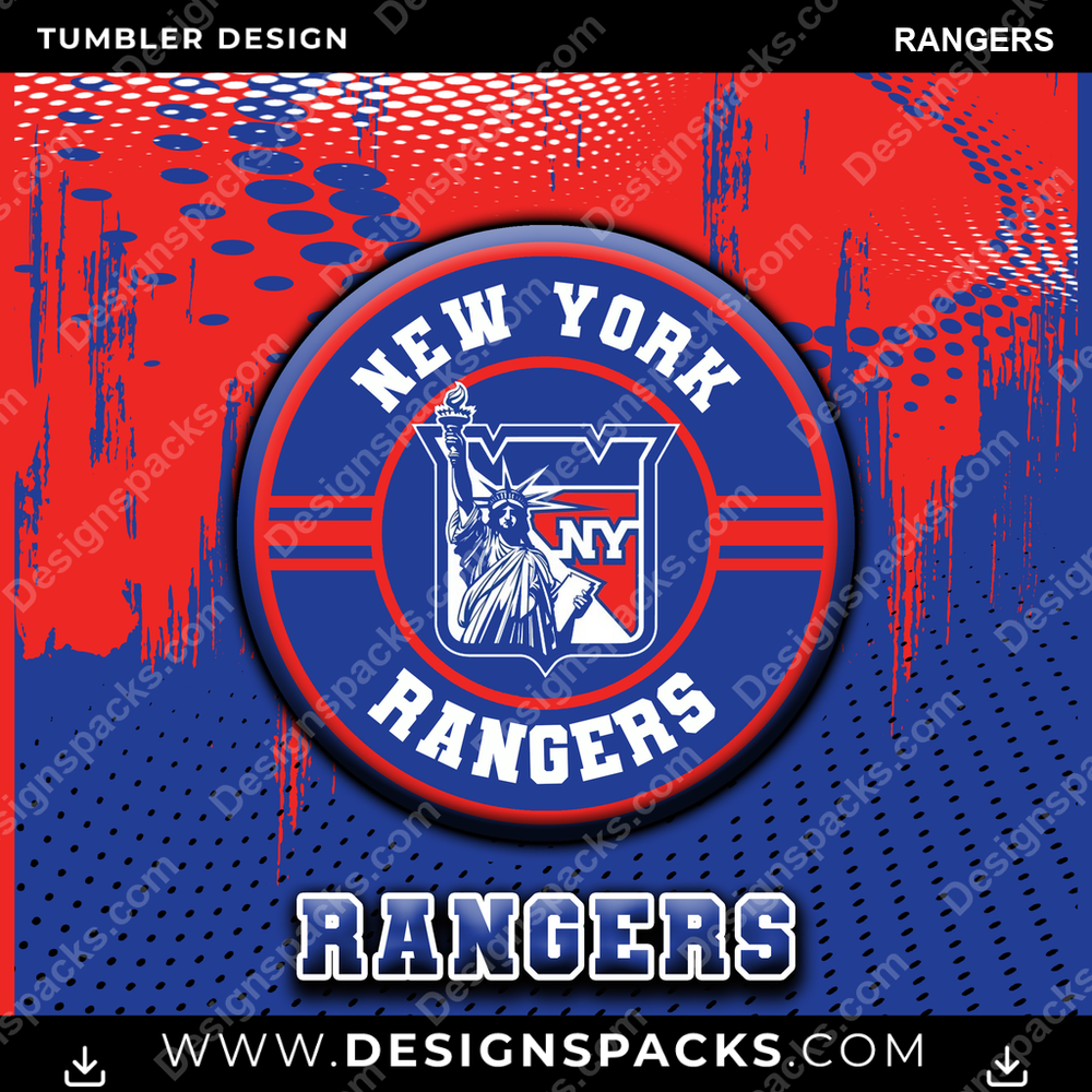 Ice Hockey Dot Logo RANGERS Tumbler Digital Wrap Design