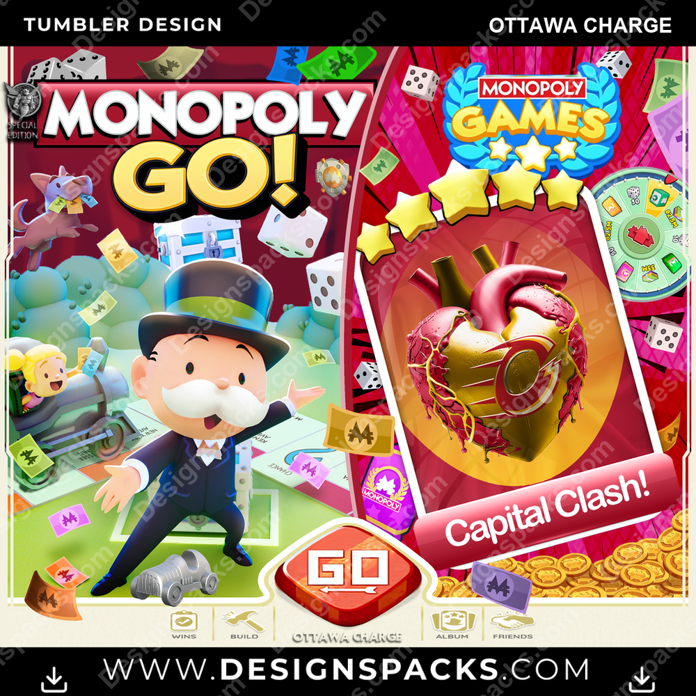 Hockey Monopoly Go! Ottawa Charge Tumbler Digital Wrap Design