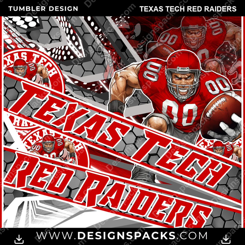 College Sport Fathead Texas Tech Red Raiders Tumbler Digital Wrap Design