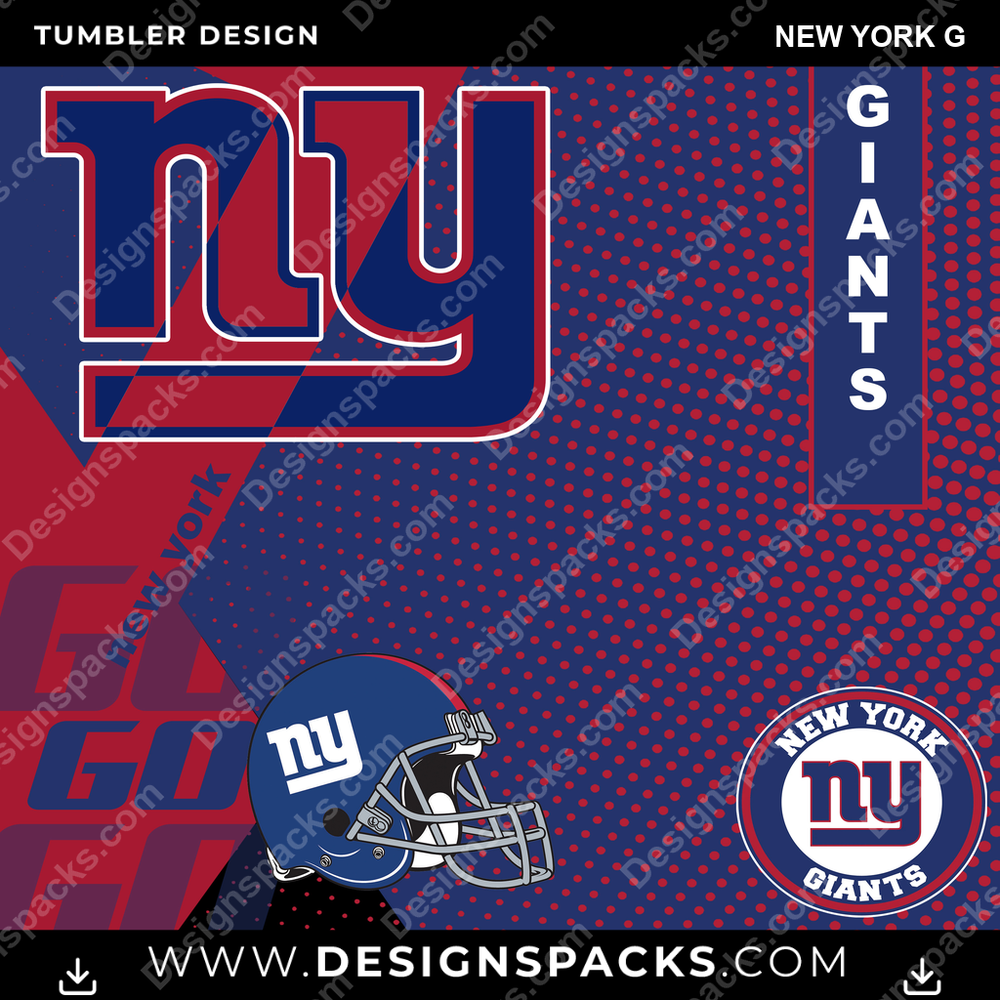 Football GO New York G NFL Football Tumbler Digital Wrap Design Download