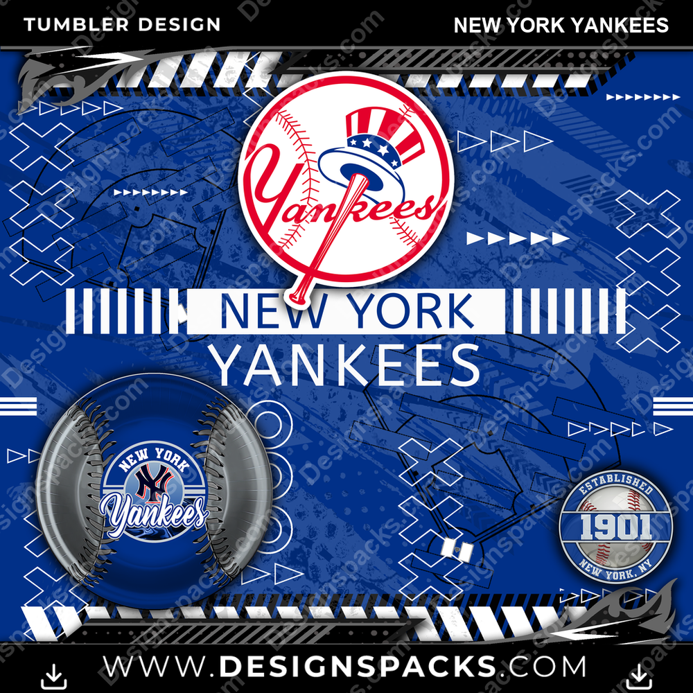 Baseball Xs & Os New York Yankees Tumbler Digital Wrap Design