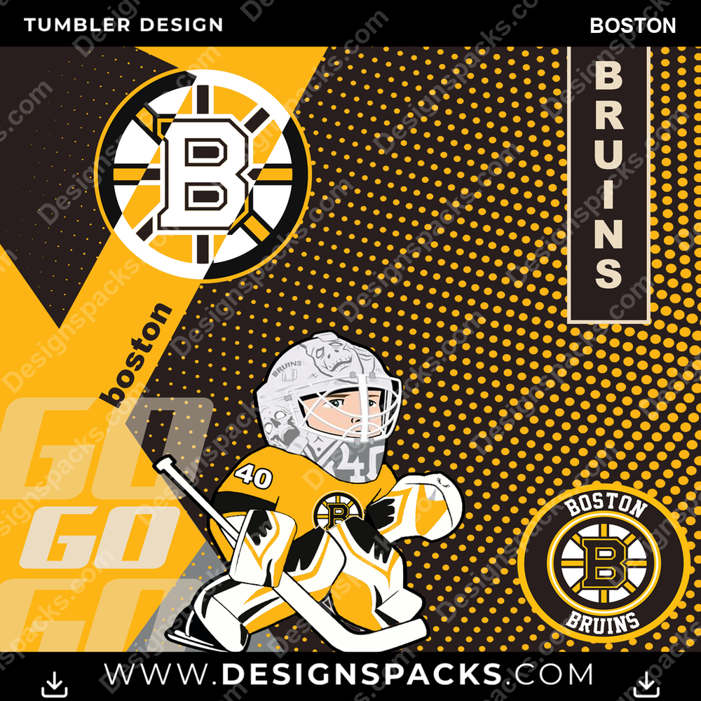 Ice Hockey GO Boston Tumbler Digital Wrap Design