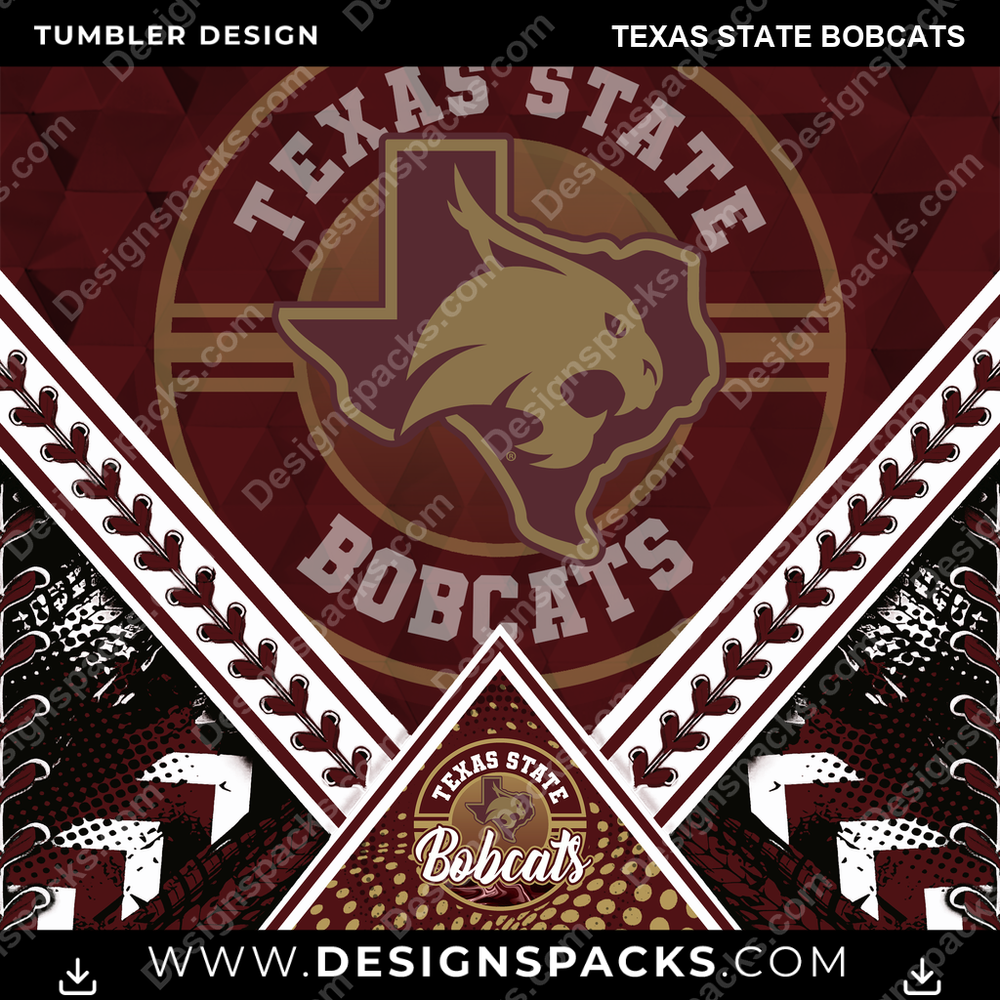 College Sport Diamond Texas State Bobcats NCAA College Sport Tumbler Digital Wrap Design Download