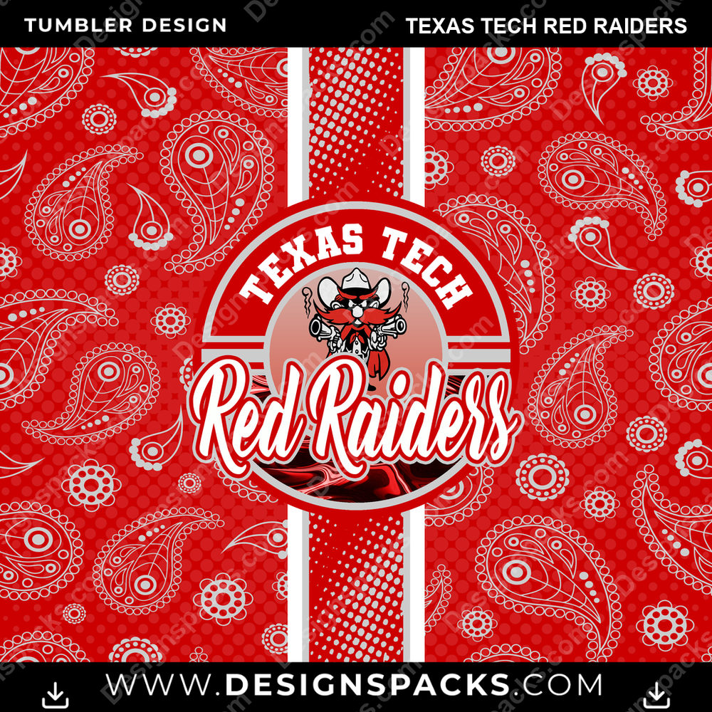 College Sport Handkerchief Texas Tech Red Raiders NCAA College Sport Tumbler Digital Wrap Design Download