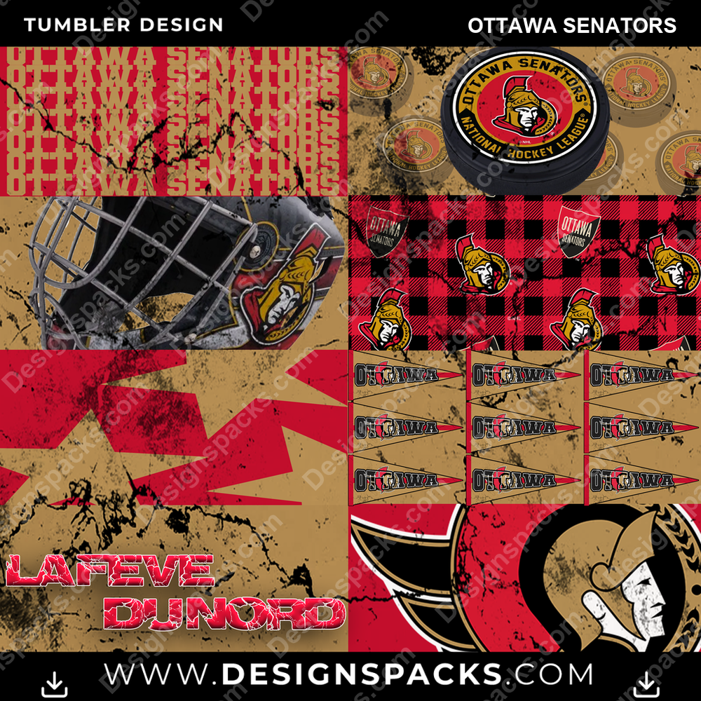 Hockey Distressed BG Ottawa Senators Tumbler Digital Wrap Design