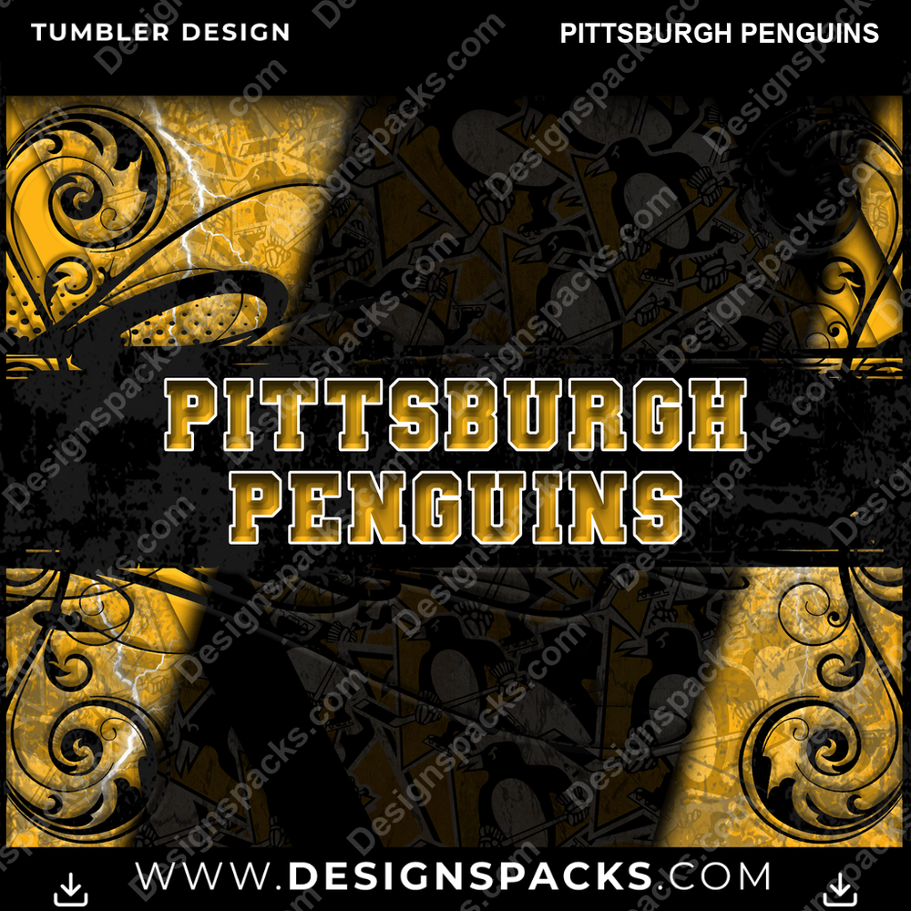 Hockey Elegant Pittsburgh Penguins Tumbler Digital Wrap Design