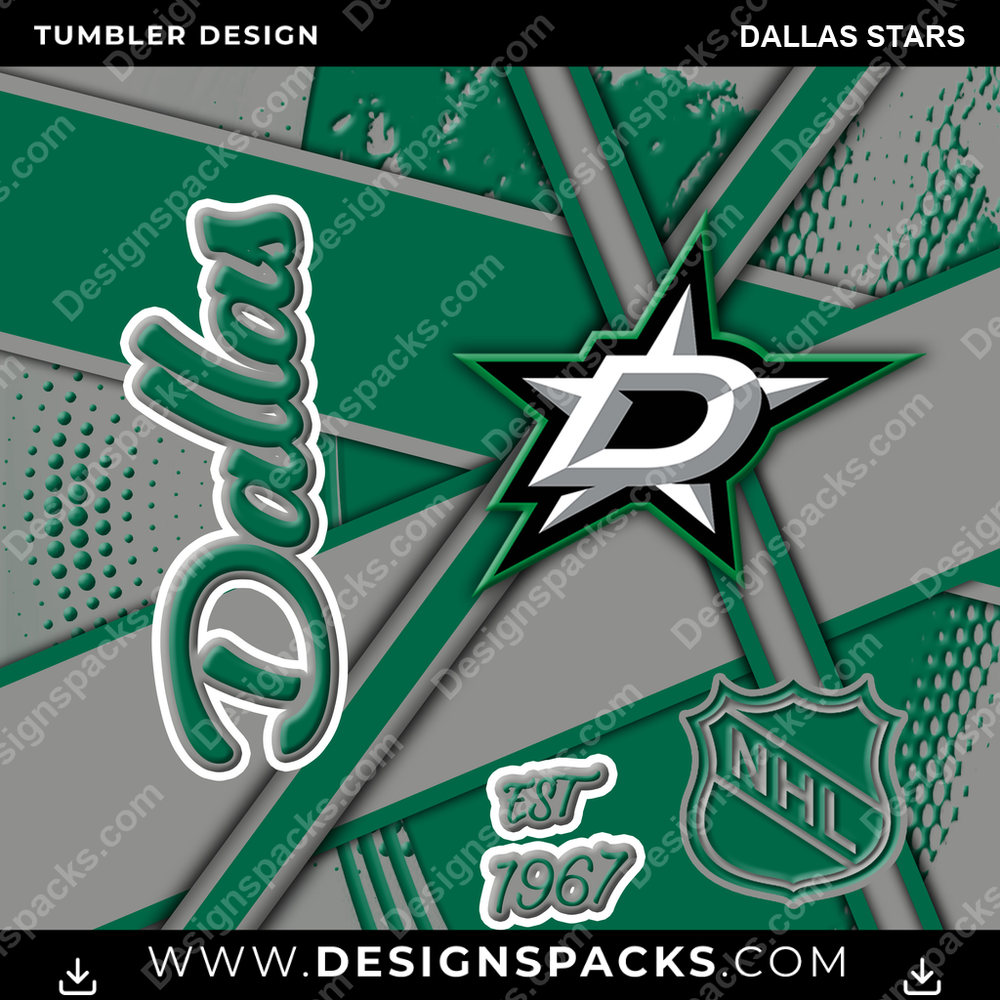 Ice Hockey Team Sport Dallas Stars Tumbler Digital Wrap Design