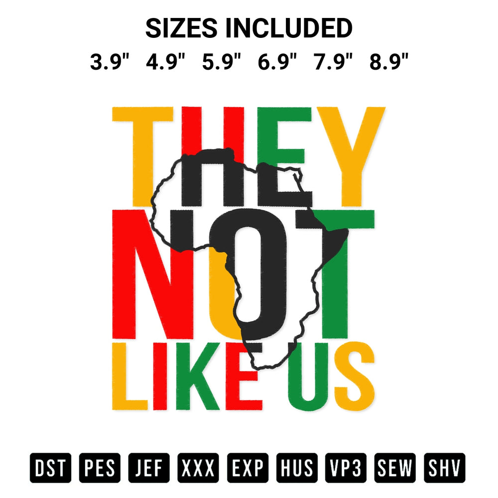 Looking for the perfect pattern? Download the They Not Like Us Juneteenth Independence Afro Embroidery Design embroidery design today at Designspacks.com. Crisp, clean stitching guaranteed. Available sizes: 3.9", 4.9", 5.9", 6.9", 7.9", 8.9".