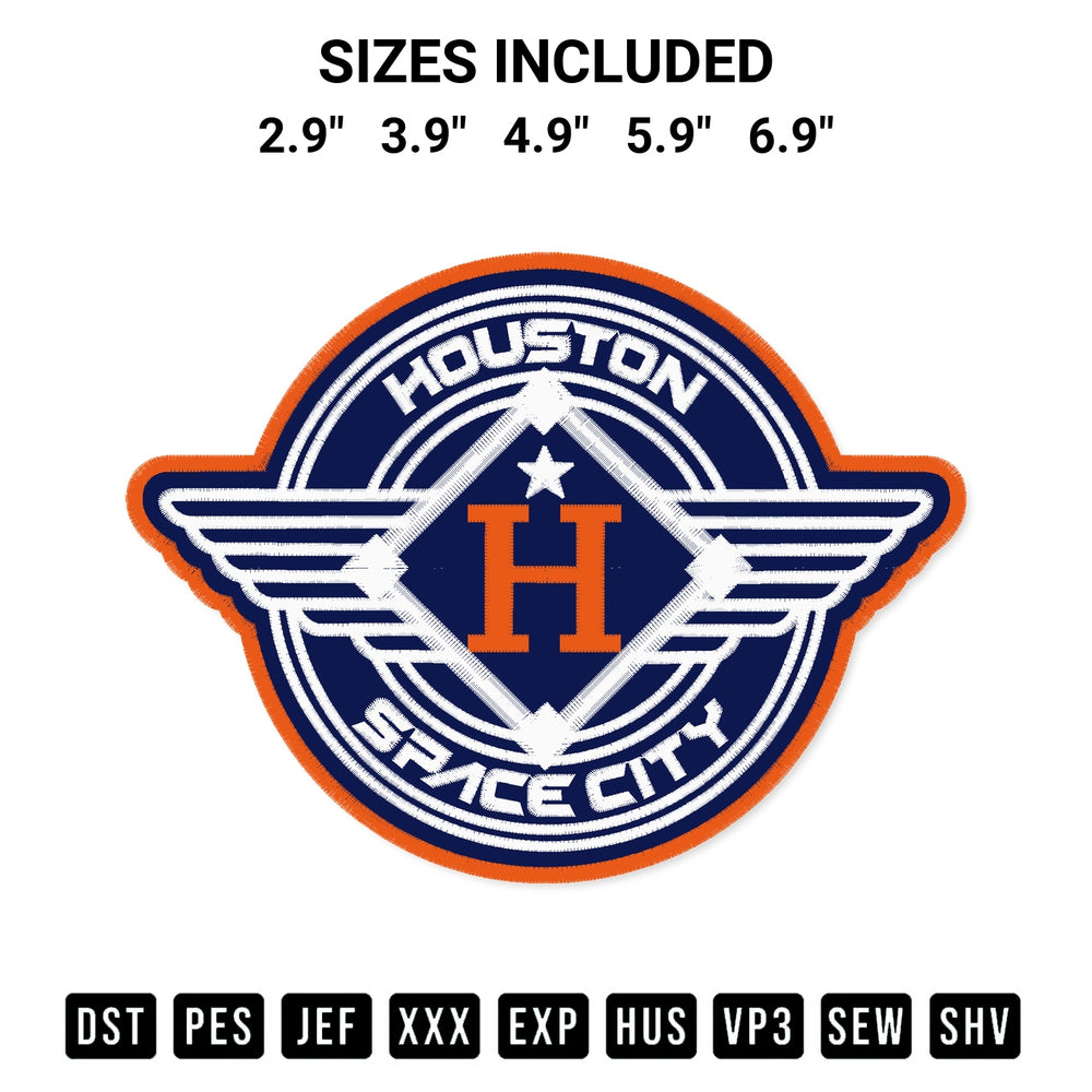 Add a unique touch to your apparel with the Houston Astros Space City Embroidery Design embroidery file. Premium instant download available now on Designspacks.com. Available sizes: 2.9", 3.9", 4.9", 5.9", 6.9".