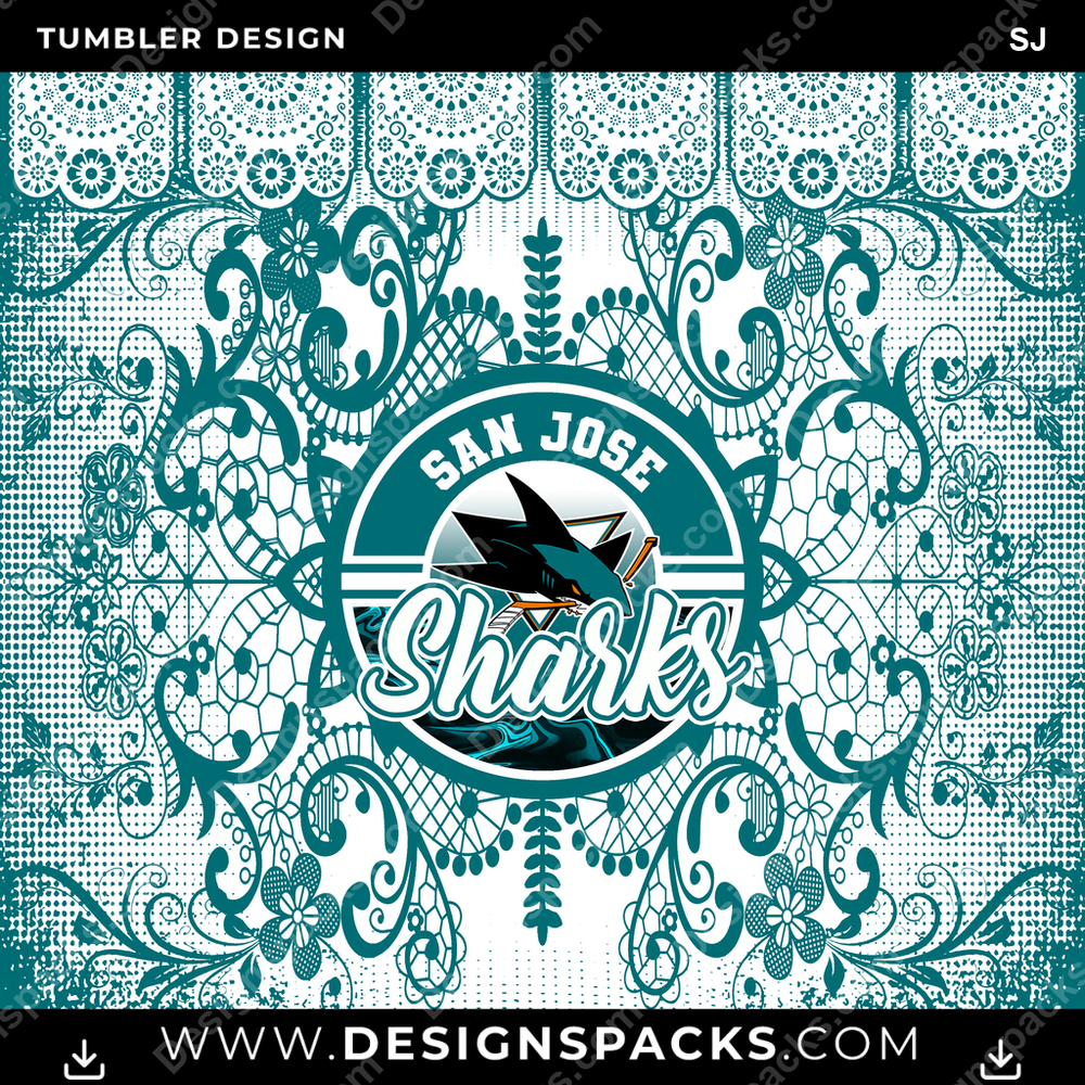 Ice Hockey Lace & Logos SJ Tumbler Digital Wrap Design