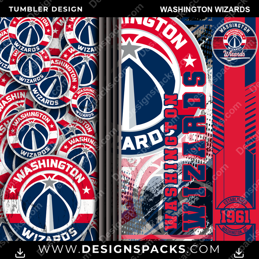 Basketball Sports Washington Wizards NBA Basketball Tumbler Digital Wrap Design Download