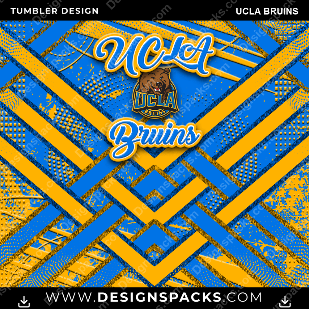 College Sport Glitter Stripe UCLA Bruins Tumbler Digital Wrap Design