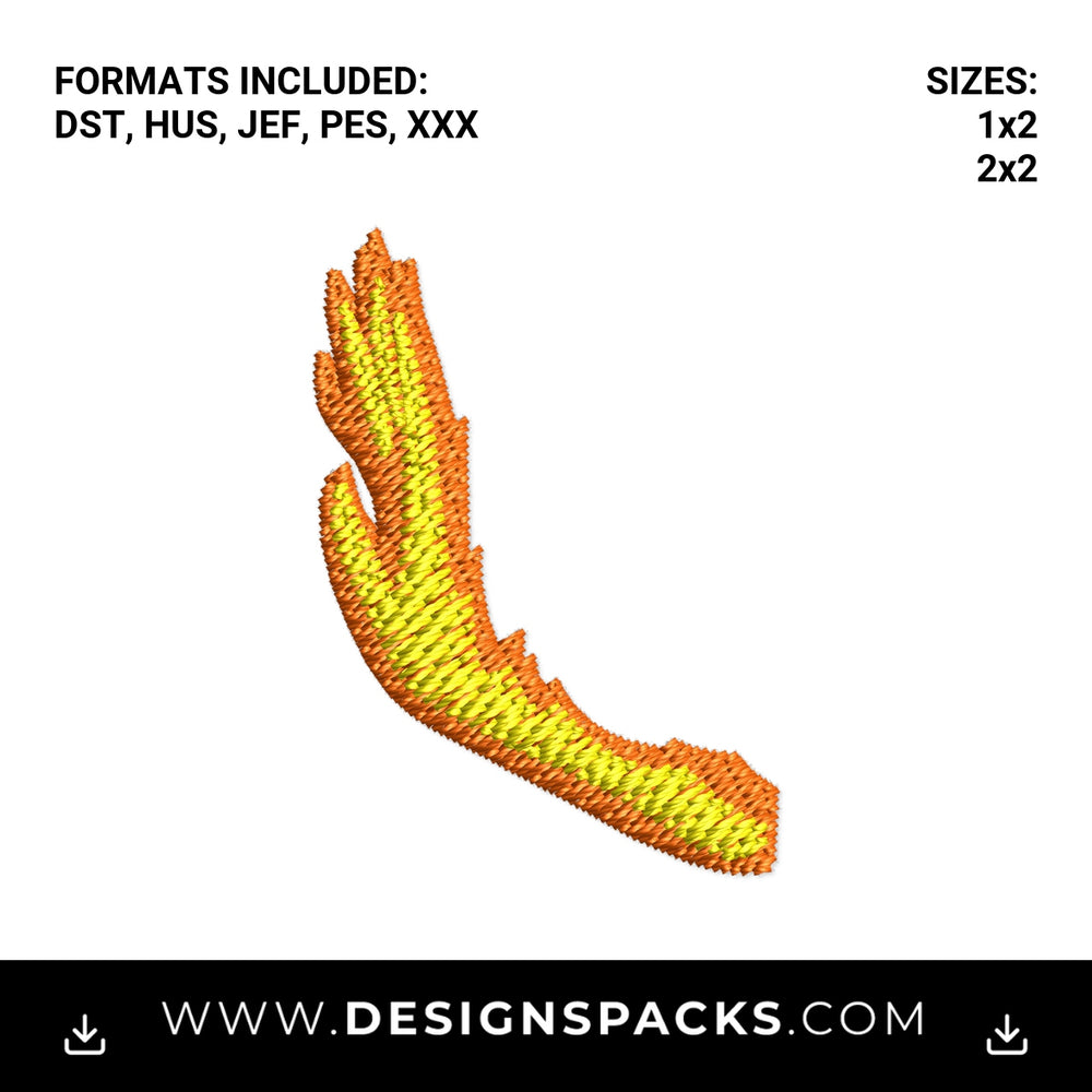Fiery Orange and Yellow Flame Embroidery Design - Instant digital download pattern at Designspacks.com