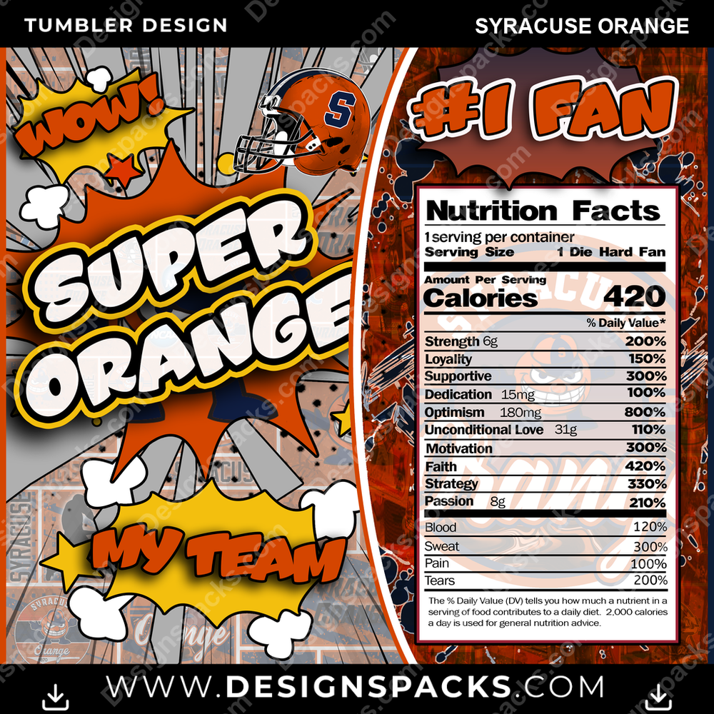 College Sport Super Team Syracuse Orange Tumbler Digital Wrap Design