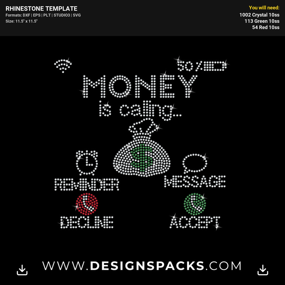 Money Calling Rhinestone Digital Template