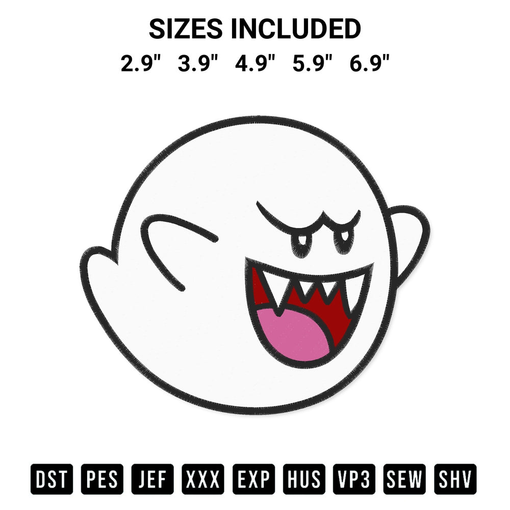 Transform your fabrics with the Mario Boo Ghost Embroidery Design embroidery design. Instant access to premium digitized patterns at Designspacks.com. Available sizes: 2.9", 3.9", 4.9", 5.9", 6.9".