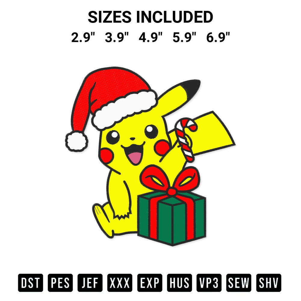 Get the Pikachu Christmas Embroidery Design embroidery design for your custom crafts! Premium digitized files available for instant download at Designspacks.com. Available sizes: 2.9", 3.9", 4.9", 5.9", 6.9".