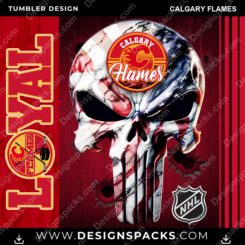 Hockey Loyal Calgary Flames Tumbler Digital Wrap Design