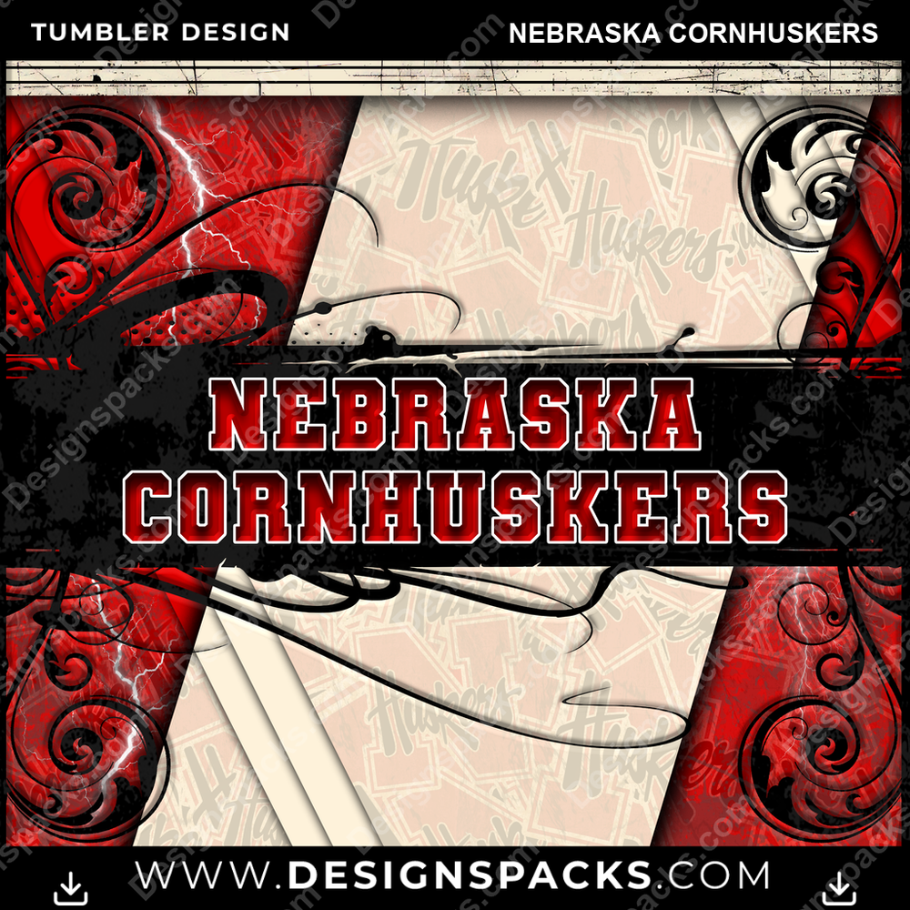 College Sport Elegant Nebraska Cornhuskers Tumbler Digital Wrap Design