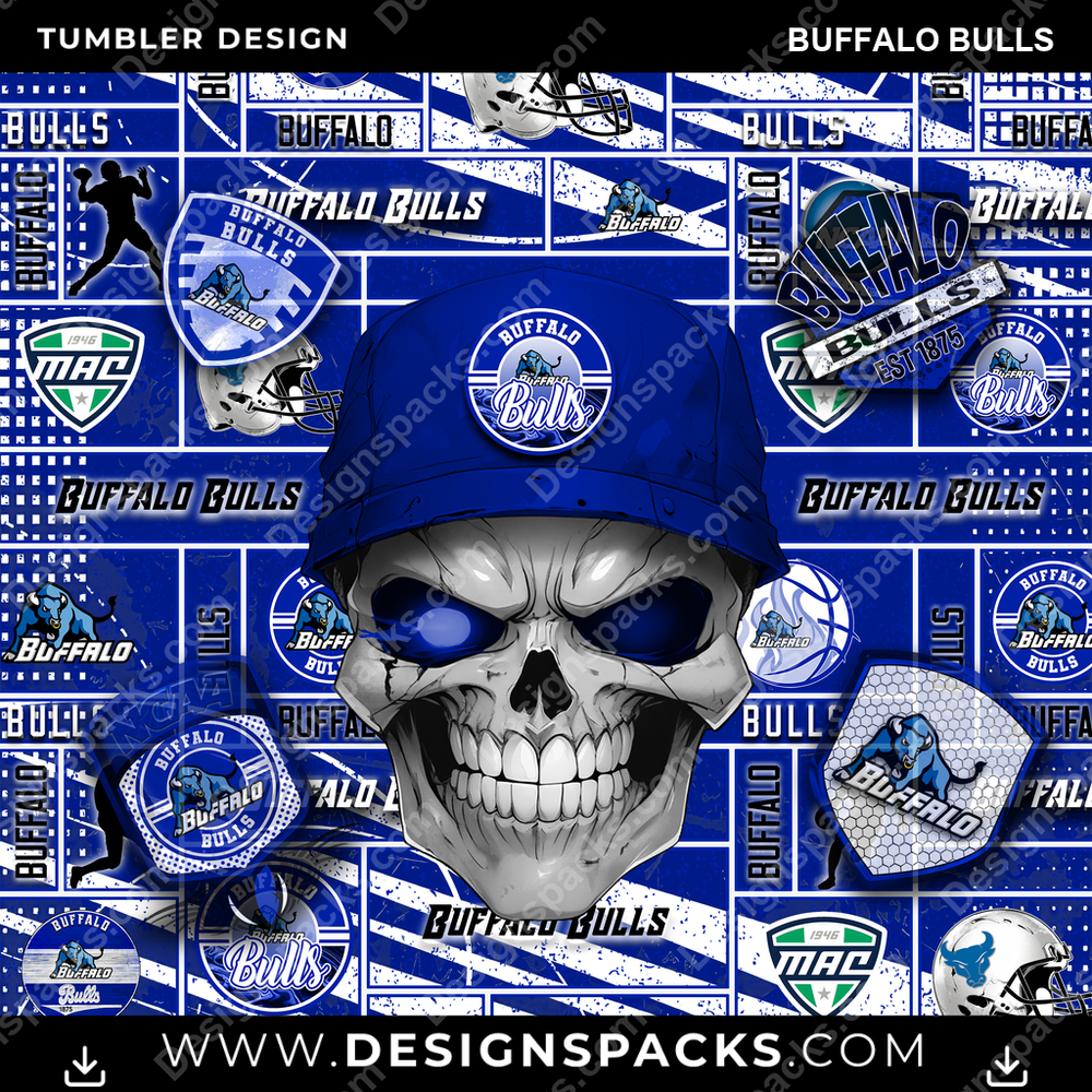 College Sport Skull Buffalo Bulls NCAA College Sport Tumbler Digital Wrap Design Download