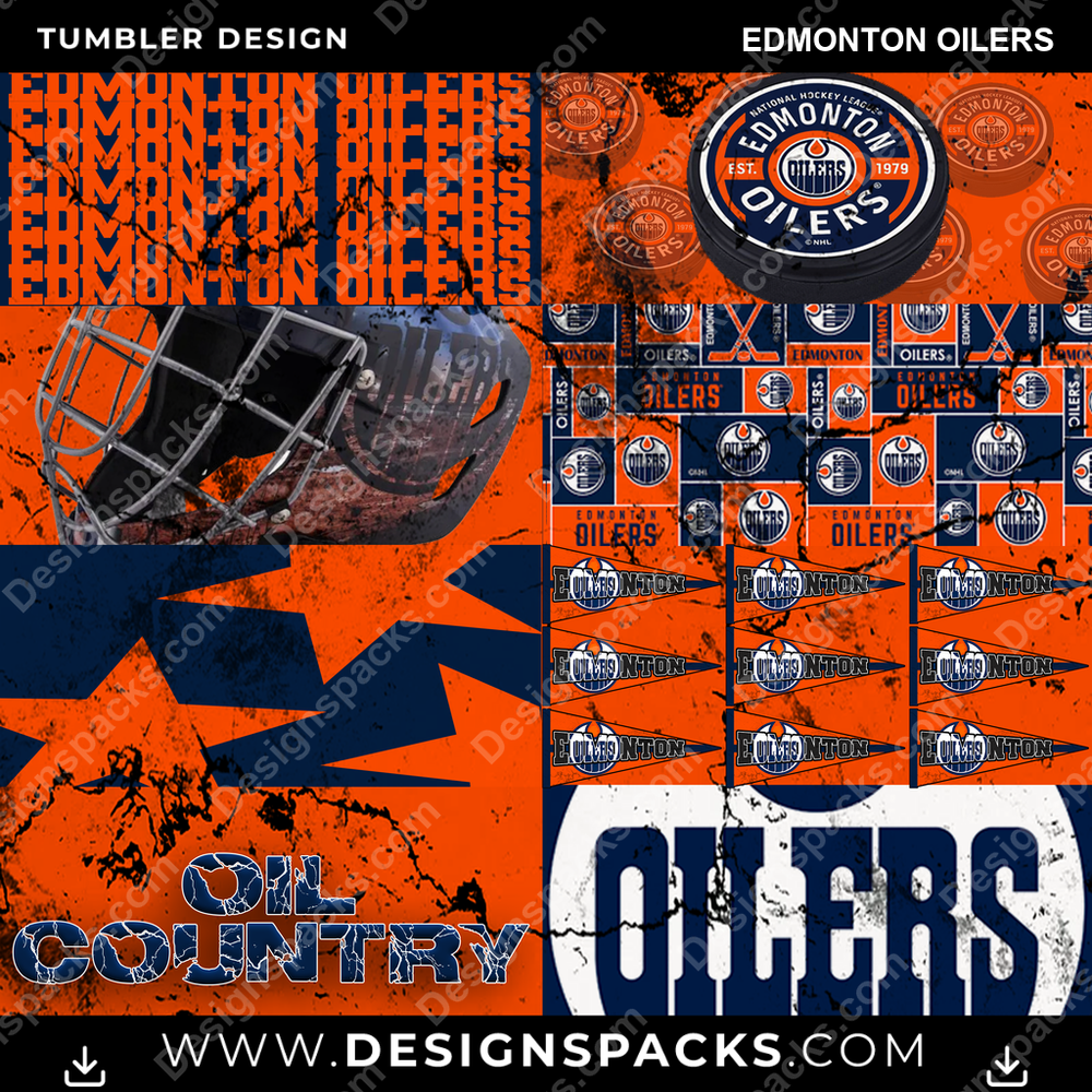 Hockey Distressed BG Edmonton Oilers NHL Hockey Tumbler Digital Wrap Design Download