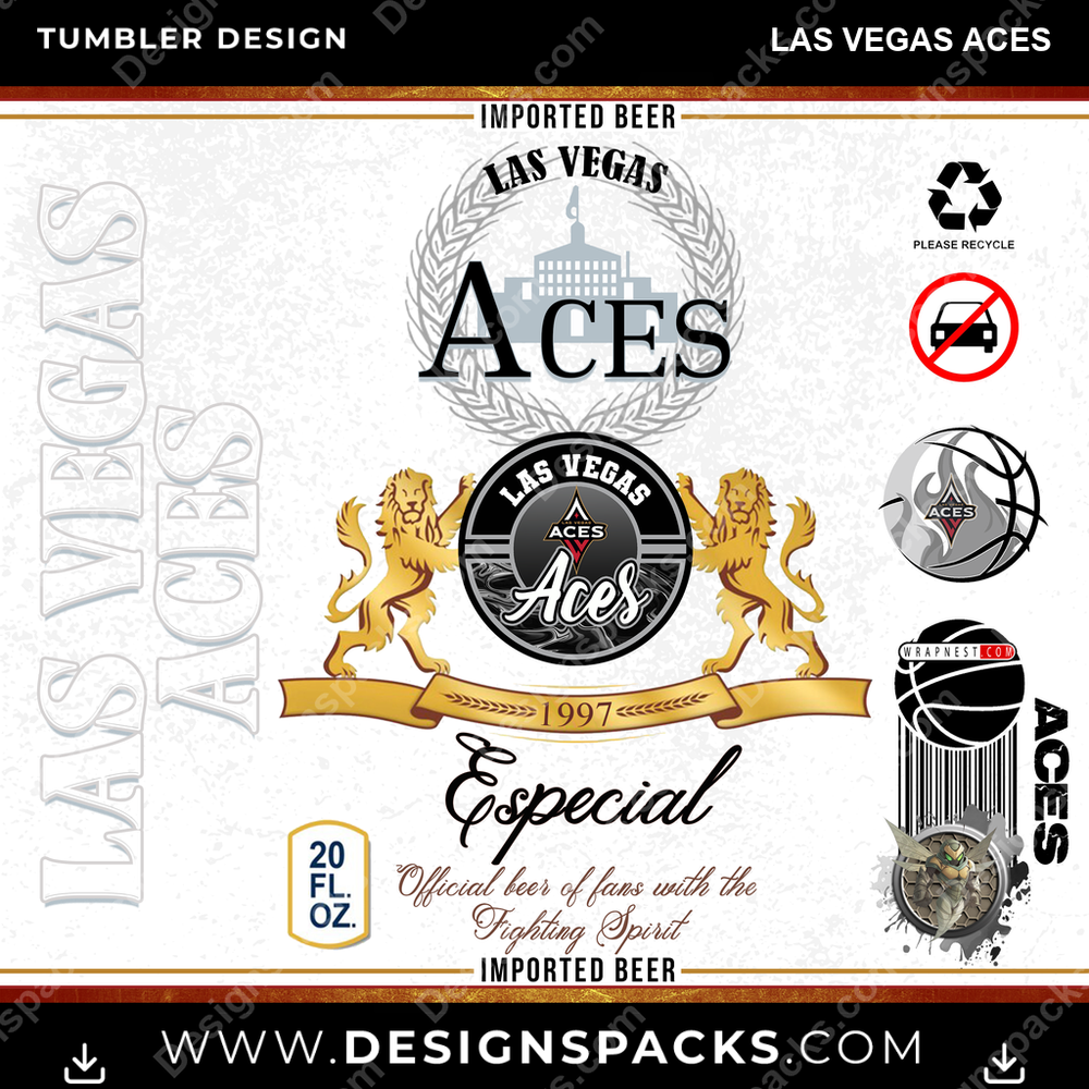 Basketball Modelo Las Vegas Aces Tumbler Digital Wrap Design