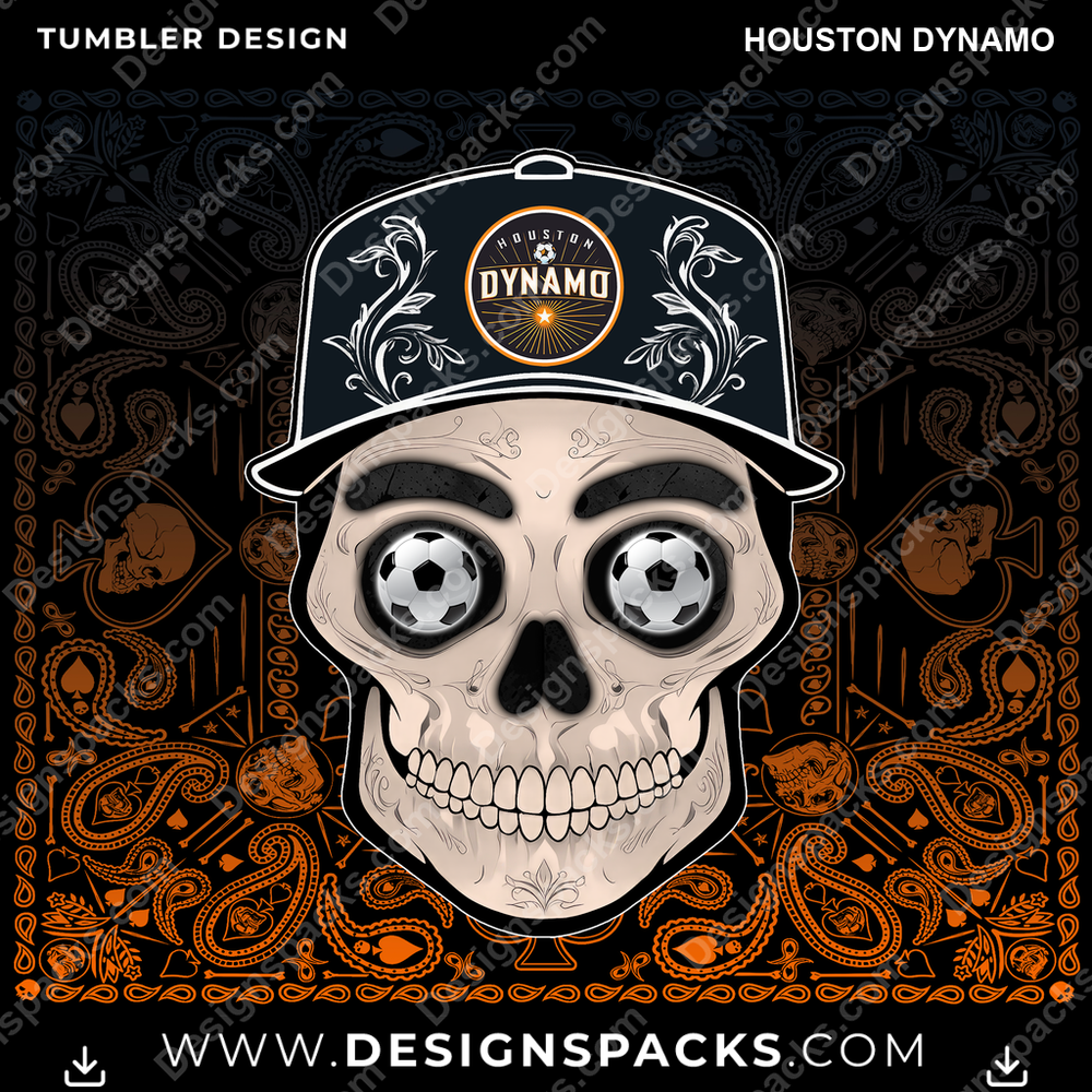 US Soccer Skull Handkerchief Houston Dynamo Tumbler Digital Wrap Design