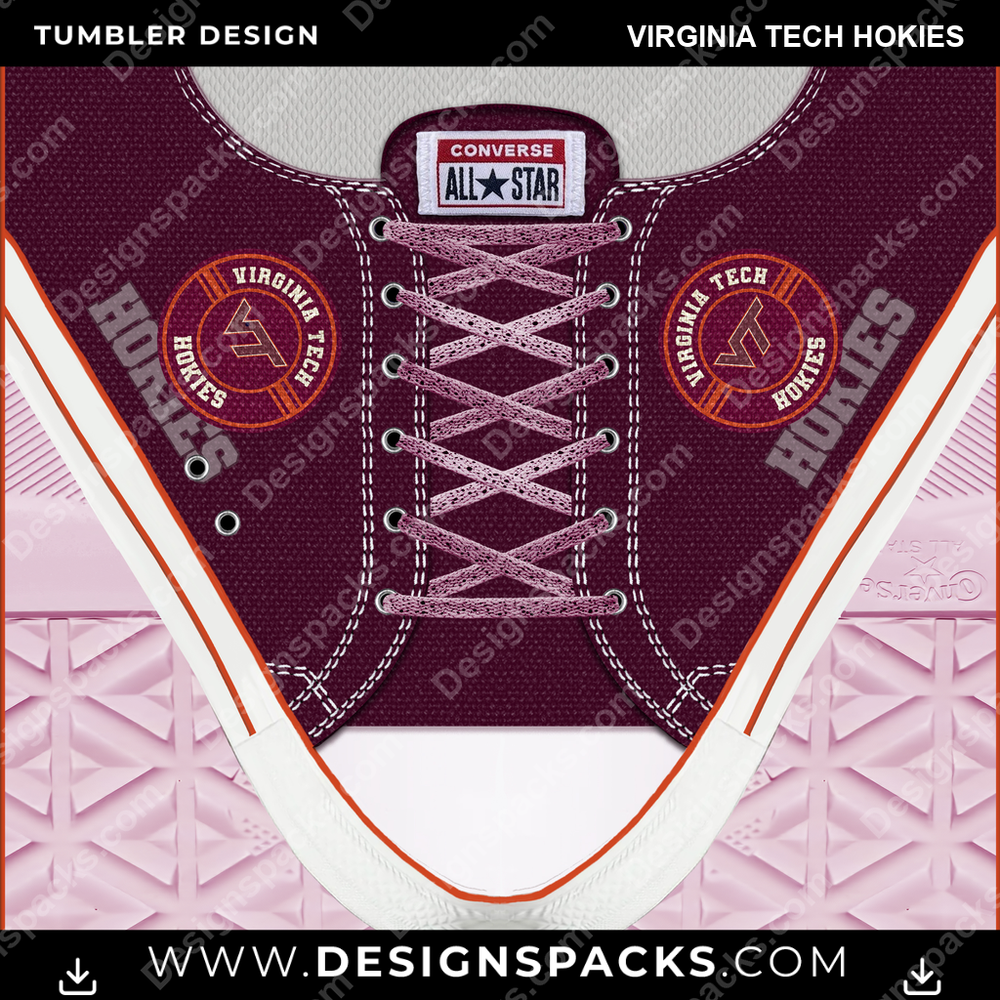 College Sport Converse Virginia Tech Hokies NCAA College Sport Tumbler Digital Wrap Design Download
