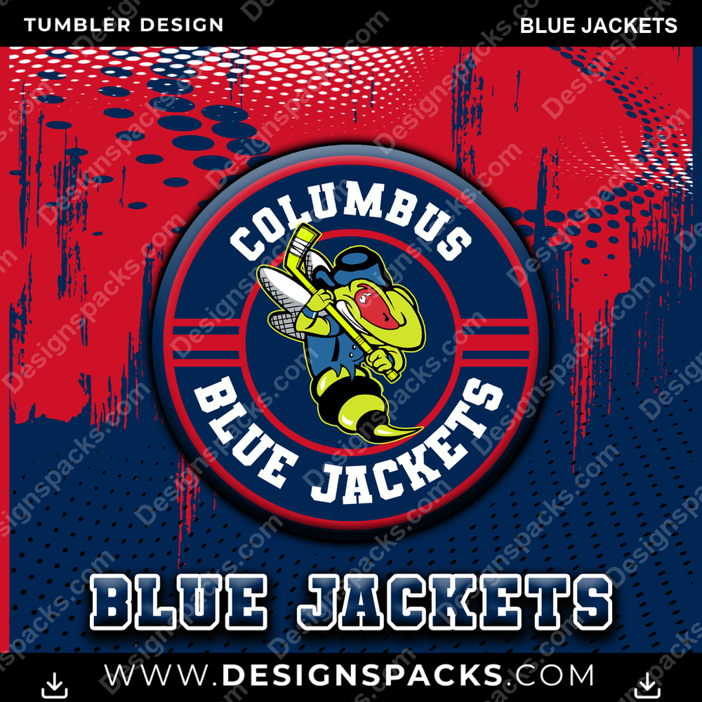Ice Hockey Dot Logo BLUE JACKETS Tumbler Digital Wrap Design