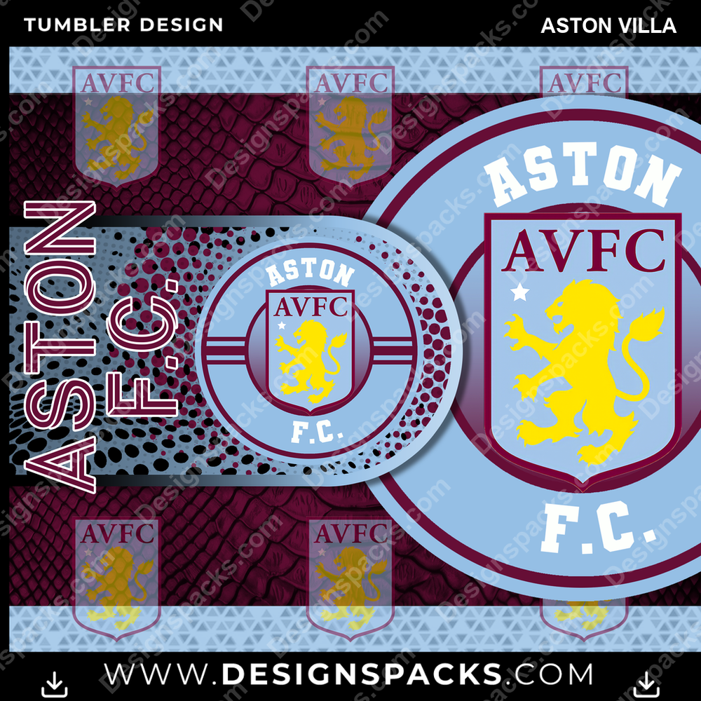 Soccer UK Hyper Aston Villa Tumbler Digital Wrap Design