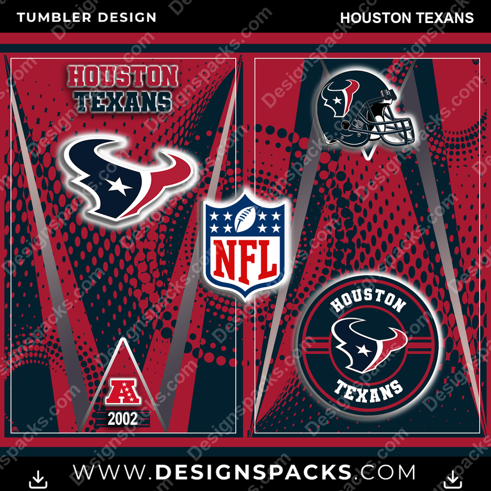 Football Team Logo Houston Texans NFL Football Tumbler Digital Wrap Design Download